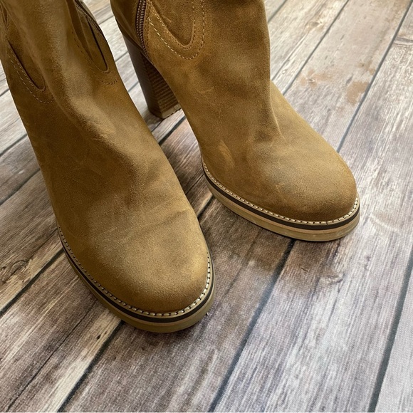 Free People Vegan Blake Heeled Tall Boots faux leather Sherpa shearling boho 41 - Picture 7 of 15